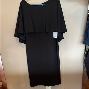Calvin Klein Black Sheath Midi Dress with Bateau Neckline